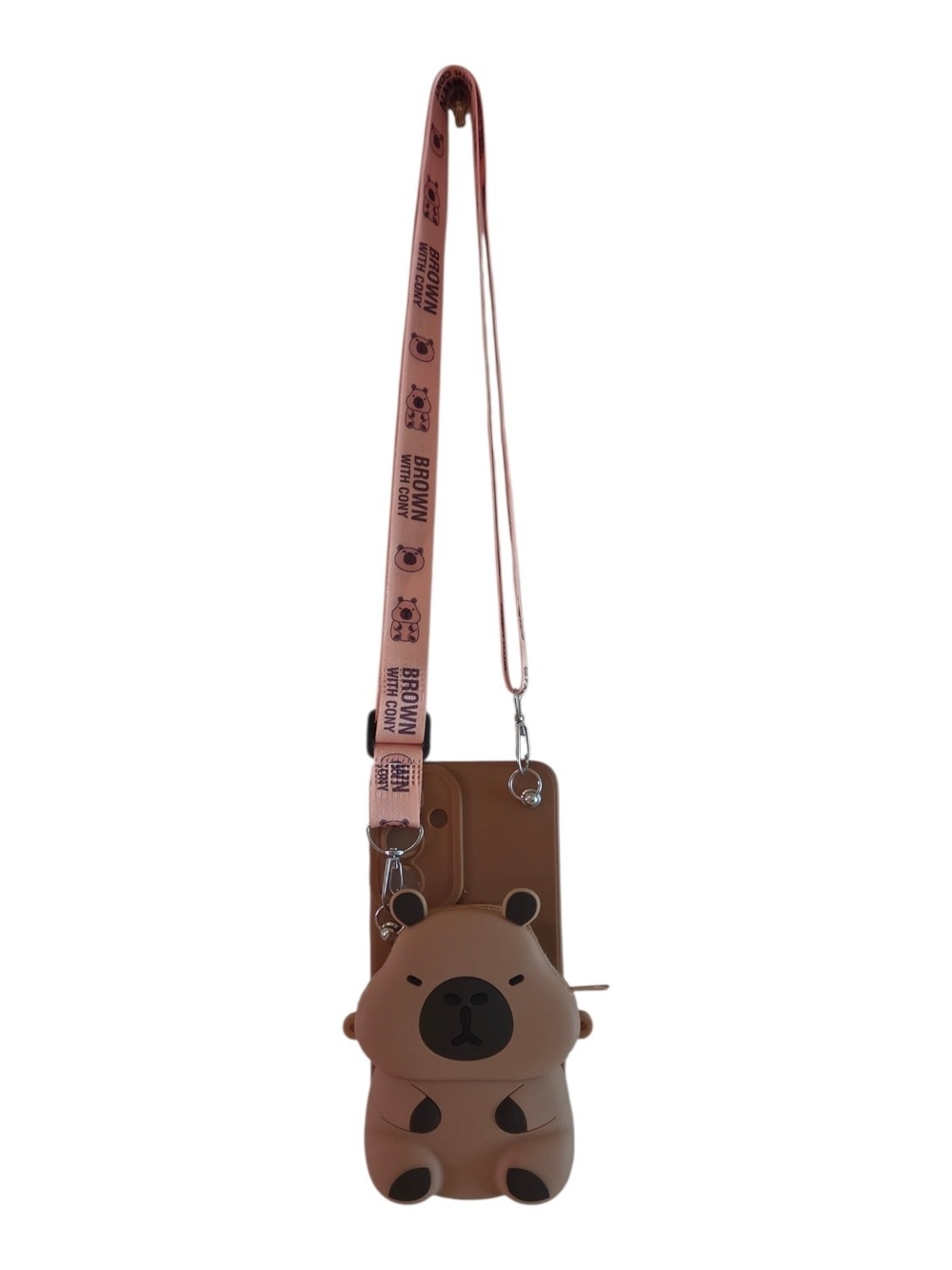 Cute Capybara Silicone Crossbody Phone Bag with Strap